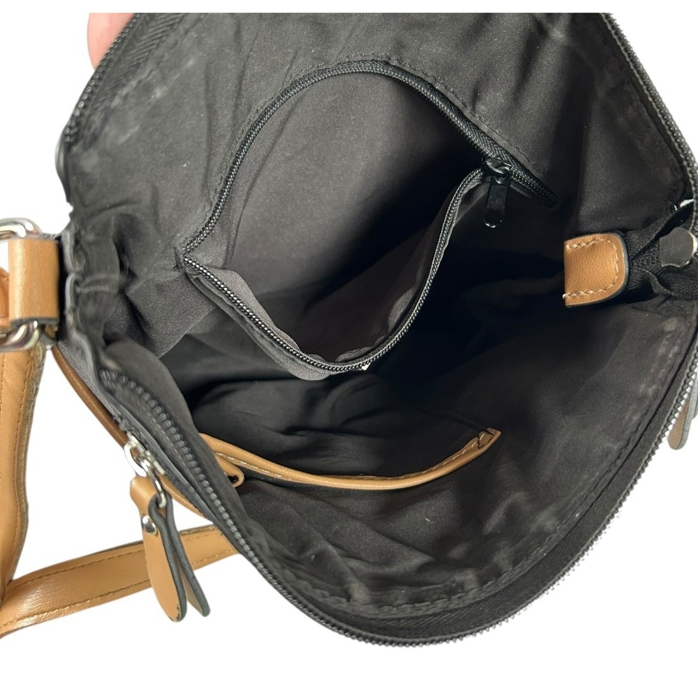 Giani Bernini Purse Womens 9'x9'x2' Crossbody Bag Black Tan Faux Leather Handbag - Picture 9 of 15